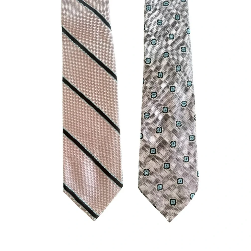 PETER MILLAR Pink‎ Jacquard Silk Tie Bundle Lot of 2